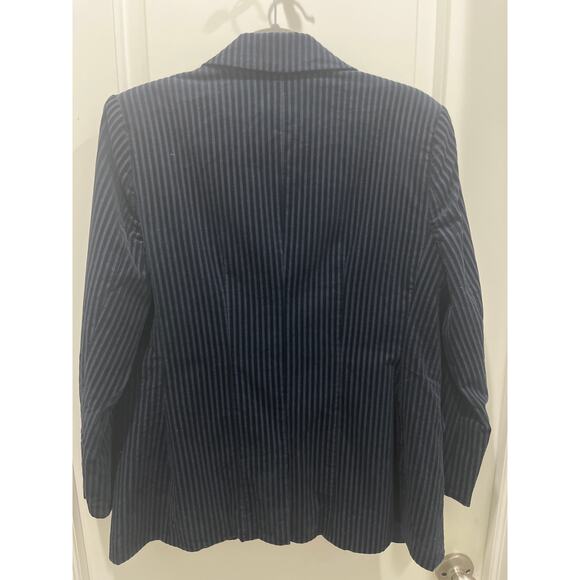 Frame Corduroy Velvet Pinstriped Navy Blue Blazer Sz 8 - Picture 7 of 7